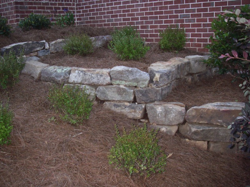 rustic boulder terraced walls